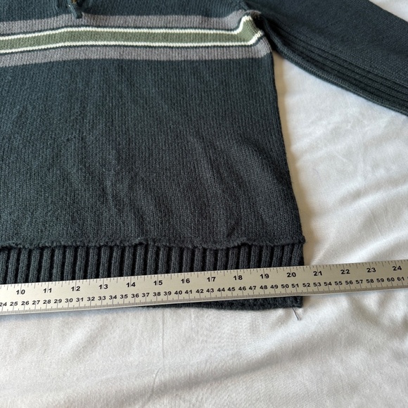 Vintage Midtown Mens Long Sleeve 1/4 Zip Mock Neck Pullover Sweater Green/Gray L - Picture 12 of 14